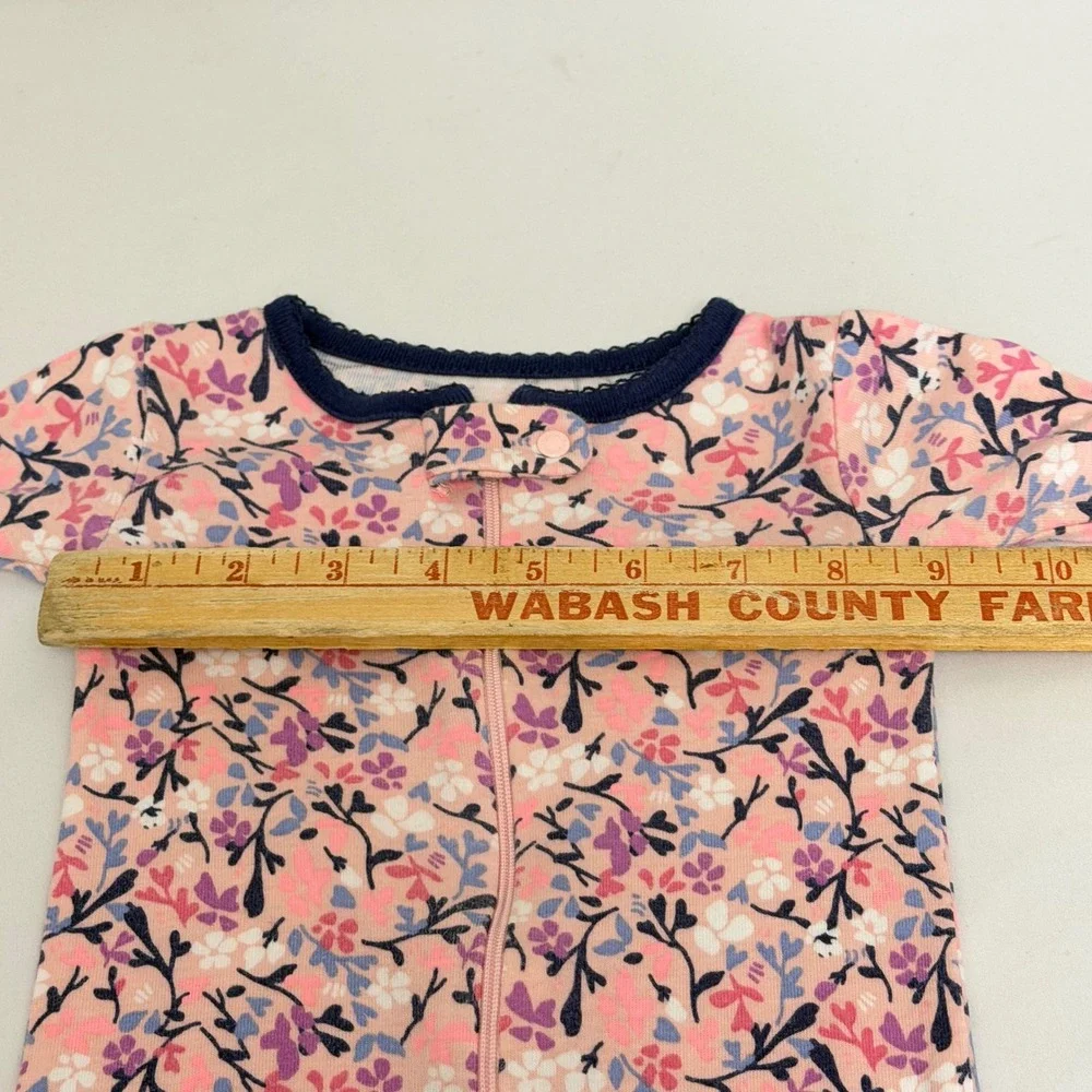 OshKosh Bgosh Baby Girls Pink Floral Full Zip 100% Cotton‎ Sleeper 9 Months